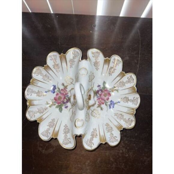 Gerold-Porzellan Bavaria Decorative Split Serving Dish Bowl Handle West Germany - Picture 3 of 9